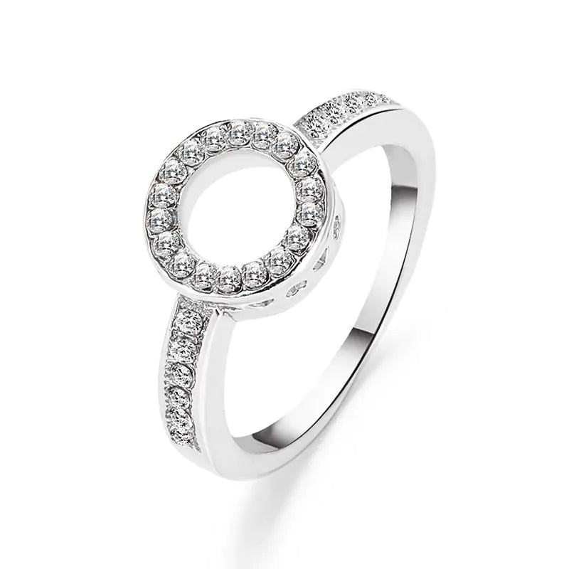 Geometric Diamond Ring for Women - Circle Design