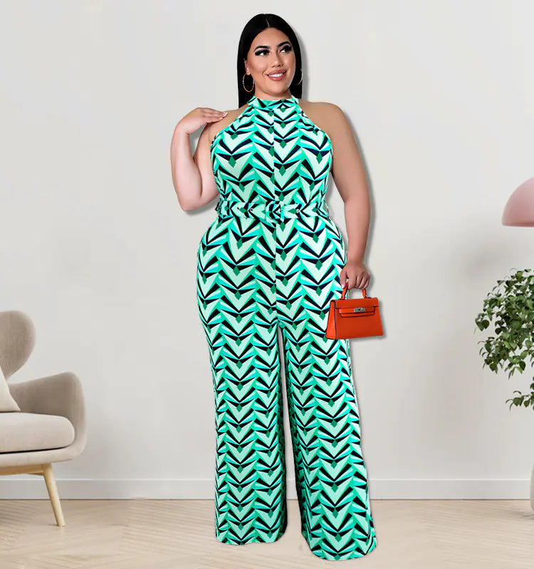 Plus Size Women's 5XL Summer Halter Jumpsuit