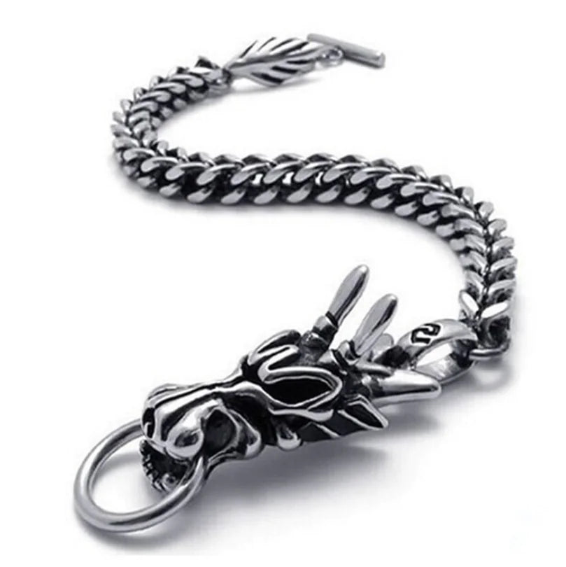 Titanium Steel Dragonhead Bracelet - Fashionable Men's Jewelry
