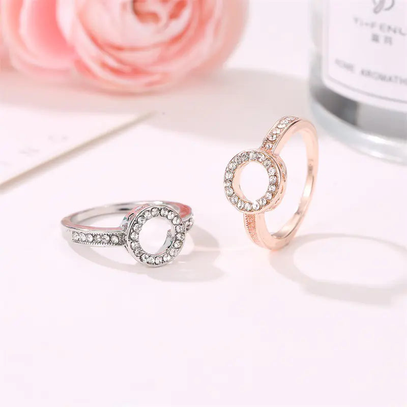 Geometric Diamond Ring for Women - Circle Design