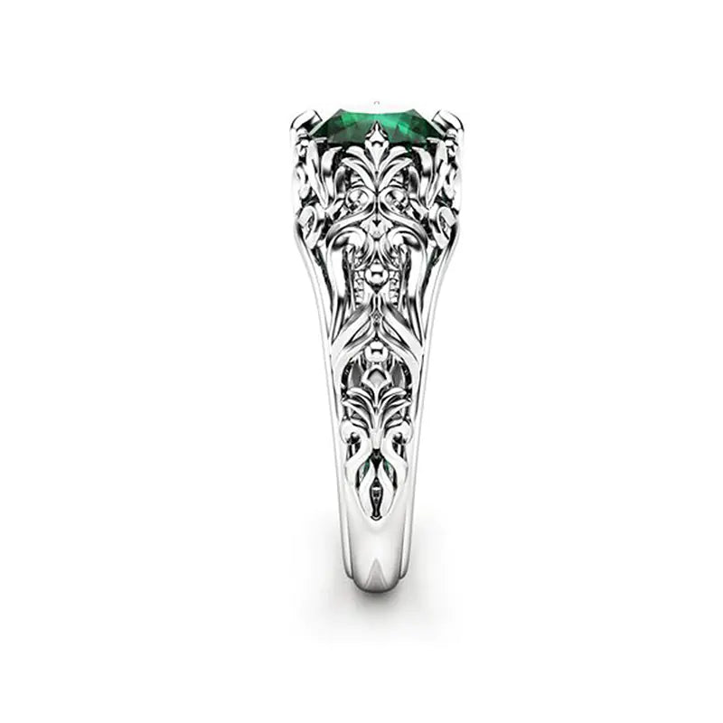 Emerald Zircon Ladies' Ring in Elegant Design