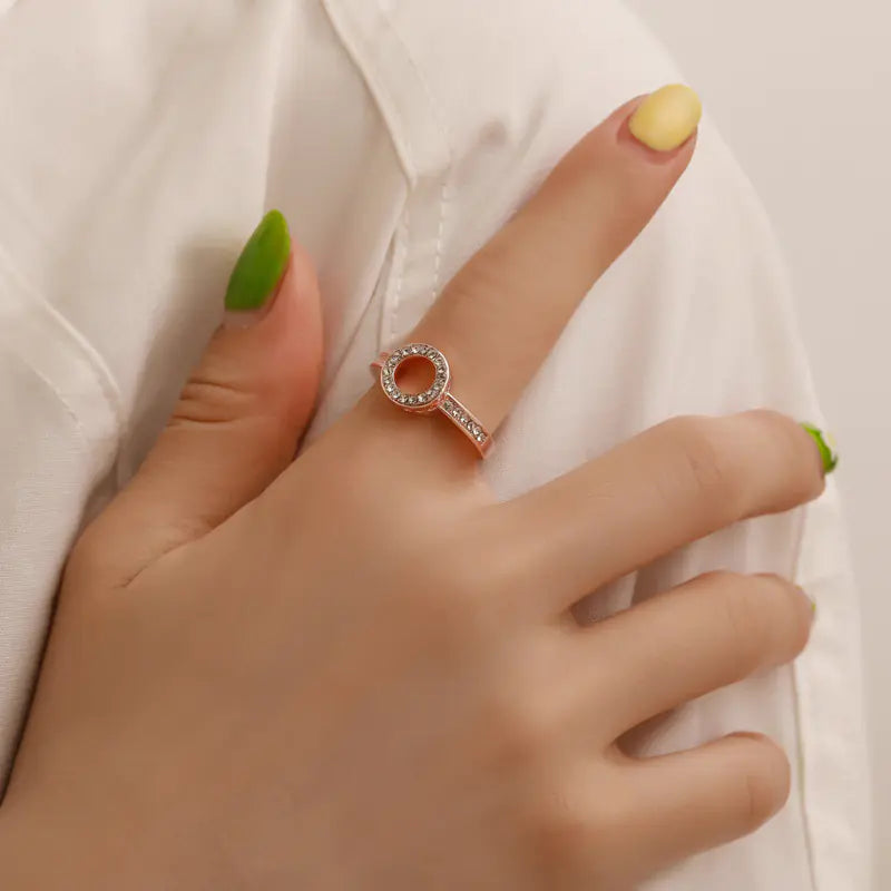 Geometric Diamond Ring for Women - Circle Design