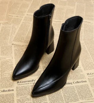 Elegant Casual Leather Ankle Boots for Women (One Pair)