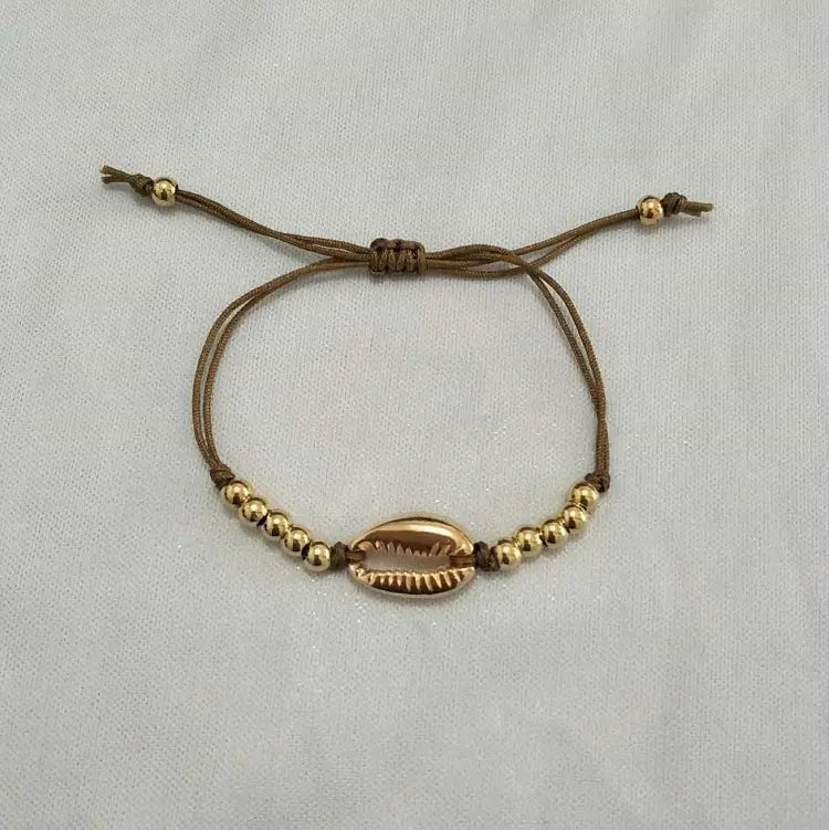 Woven Shell Bracelet with Holiday Round Beads